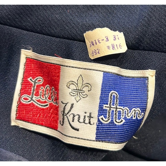 VTG Lilli Ann Knit Jacket Girls Size 16 Blue White Piping Button Up Mod Retro - Picture 8 of 8